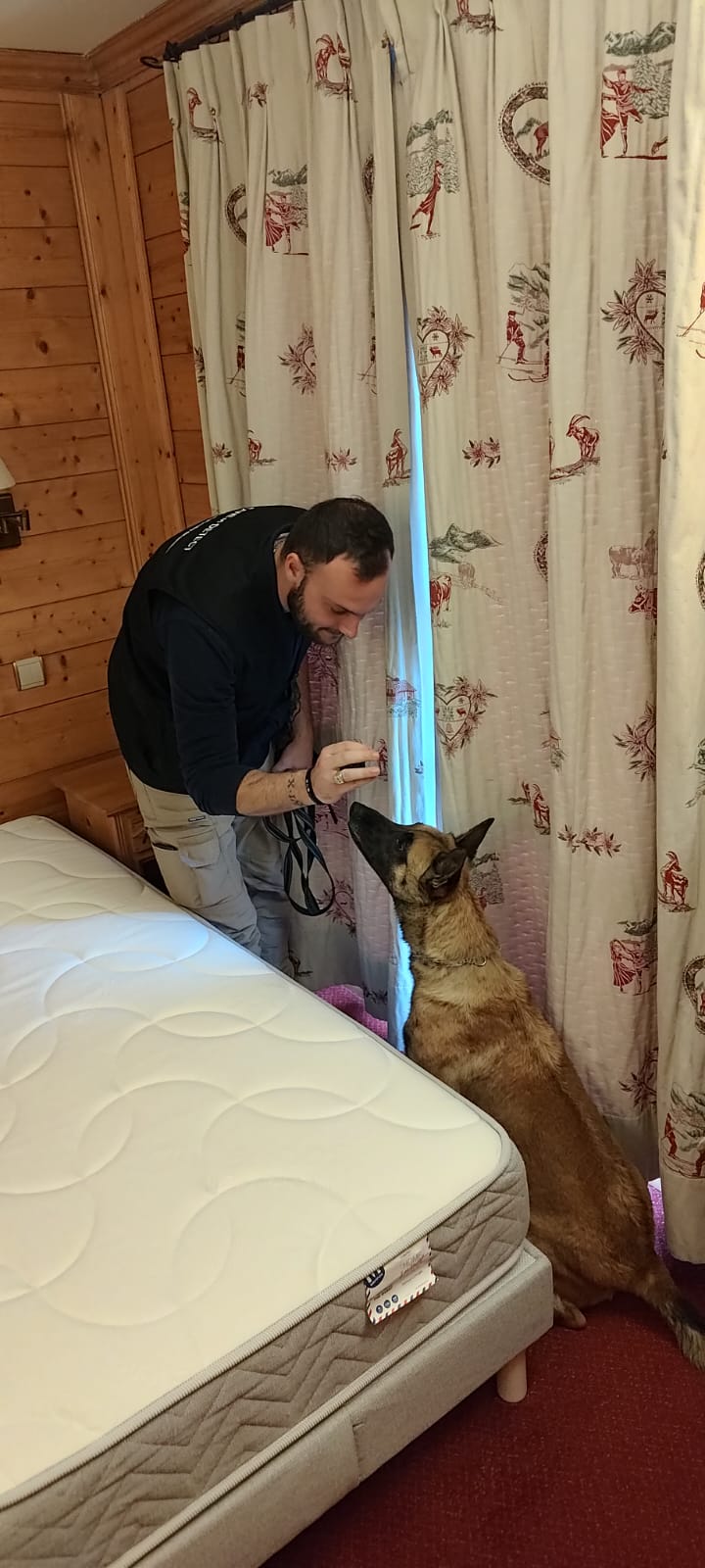 chien détecteur et maitre-chien en intervention-punaises de lit